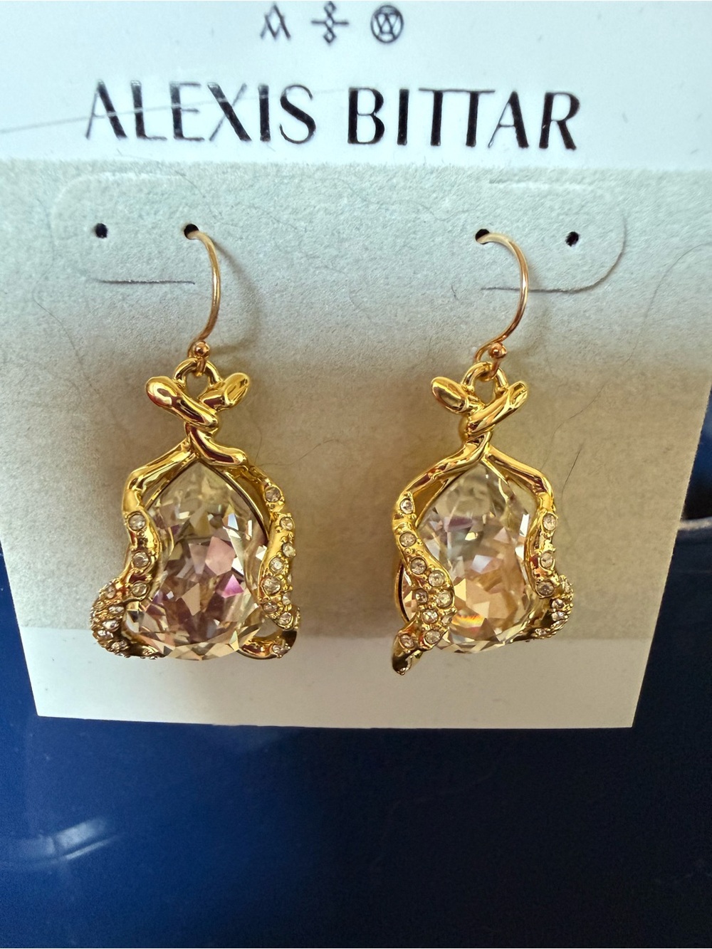 Alexis Bittar Gold Crystal Drop Earrings
